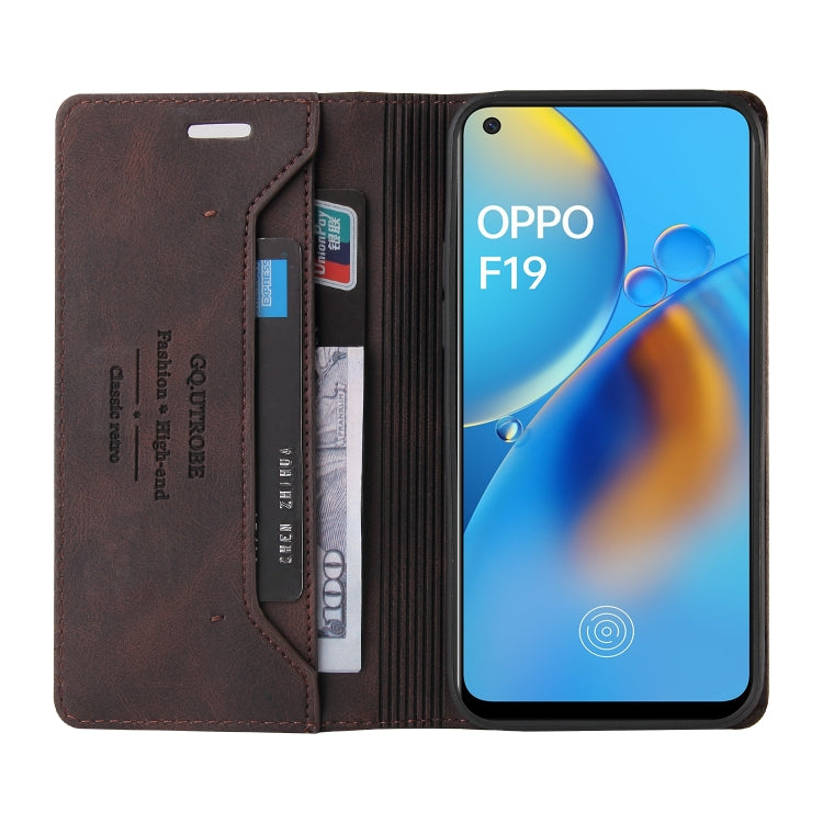 For OPPO F19 / A74 Skin Feel Anti-theft Brush Horizontal Flip Leather Case with Holder & Card Slots & Wallet(Brown) by buy2fix