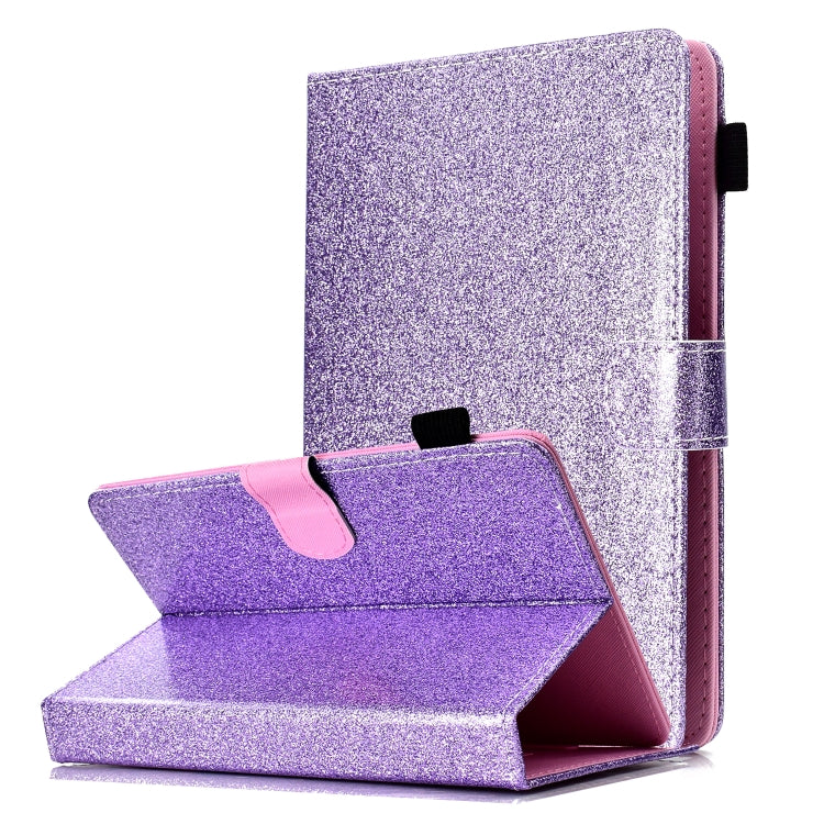 For 7 inch Tablet Varnish Glitter Powder Horizontal Flip Leather Case with Holder & Card Slot(Purple) - 7 inch by buy2fix | Online Shopping UK | buy2fix