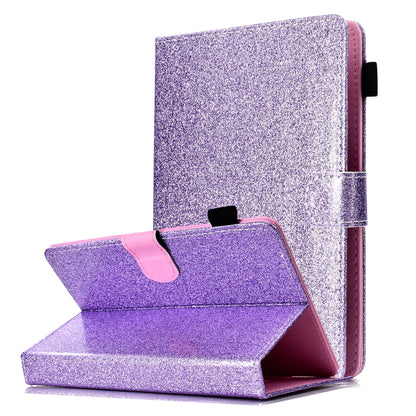 For 7 inch Tablet Varnish Glitter Powder Horizontal Flip Leather Case with Holder & Card Slot(Purple) - 7 inch by buy2fix | Online Shopping UK | buy2fix