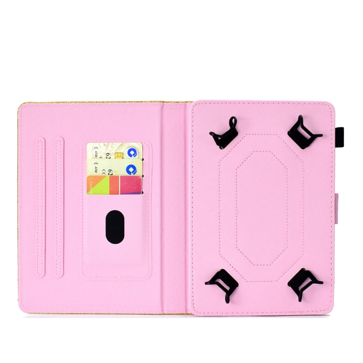 For 7 inch Tablet Varnish Glitter Powder Horizontal Flip Leather Case with Holder & Card Slot(Rose Gold) - 7 inch by buy2fix | Online Shopping UK | buy2fix