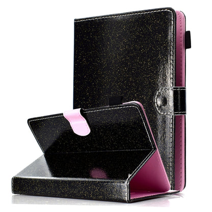 For 7 inch Tablet Varnish Glitter Powder Horizontal Flip Leather Case with Holder & Card Slot(Black) - 7 inch by buy2fix | Online Shopping UK | buy2fix