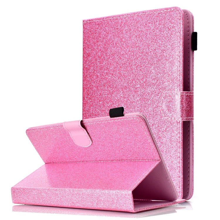 For 8 inch Tablet Varnish Glitter Powder Horizontal Flip Leather Case with Holder & Card Slot(Pink) - 8 inch by buy2fix | Online Shopping UK | buy2fix