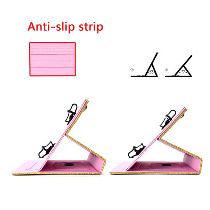 For 8 inch Tablet Varnish Glitter Powder Horizontal Flip Leather Case with Holder & Card Slot(Pink) - 8 inch by buy2fix | Online Shopping UK | buy2fix