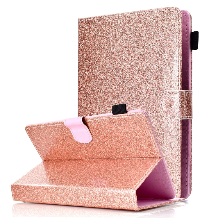 For 8 inch Tablet Varnish Glitter Powder Horizontal Flip Leather Case with Holder & Card Slot(Rose Gold) - 8 inch by buy2fix | Online Shopping UK | buy2fix