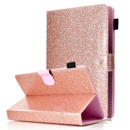 For 8 inch Tablet Varnish Glitter Powder Horizontal Flip Leather Case with Holder & Card Slot(Rose Gold) - 8 inch by buy2fix | Online Shopping UK | buy2fix