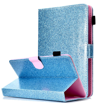 For 8 inch Tablet Varnish Glitter Powder Horizontal Flip Leather Case with Holder & Card Slot(Blue) - 8 inch by buy2fix | Online Shopping UK | buy2fix