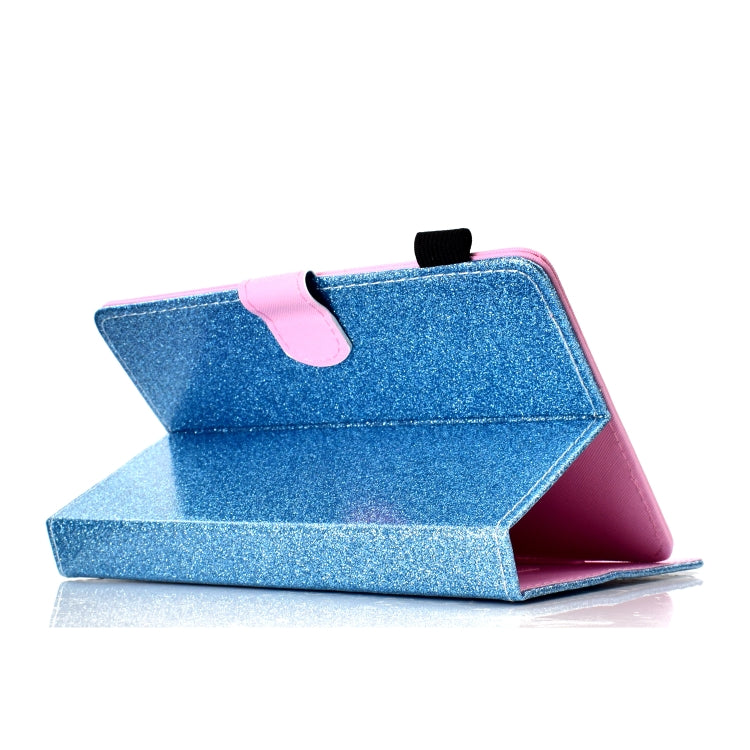 For 8 inch Tablet Varnish Glitter Powder Horizontal Flip Leather Case with Holder & Card Slot(Blue) - 8 inch by buy2fix | Online Shopping UK | buy2fix