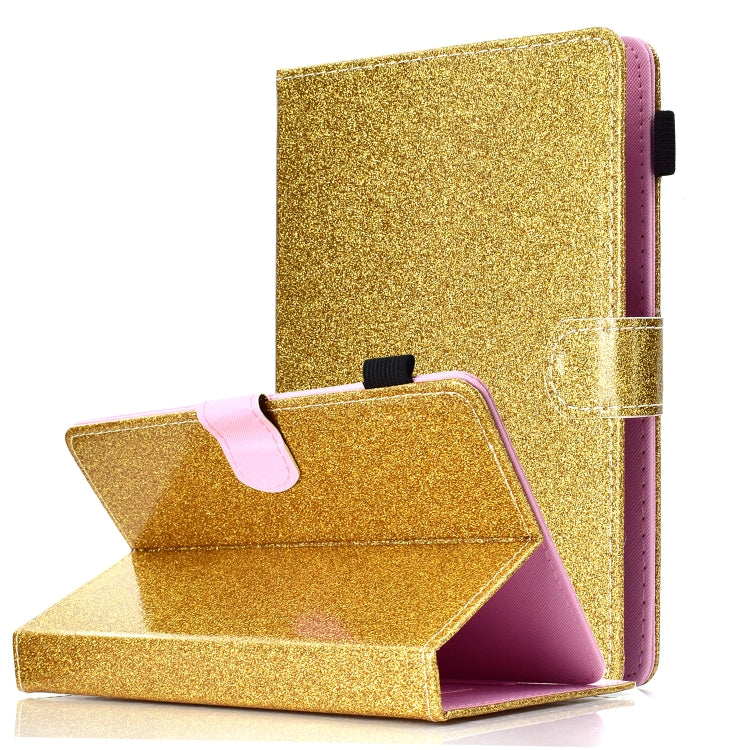 For 10 inch Tablet Varnish Glitter Powder Horizontal Flip Leather Case with Holder & Card Slot(Gold) - 10 - 11 inch by buy2fix | Online Shopping UK | buy2fix