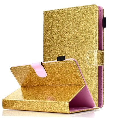For 10 inch Tablet Varnish Glitter Powder Horizontal Flip Leather Case with Holder & Card Slot(Gold) - 10 - 11 inch by buy2fix | Online Shopping UK | buy2fix