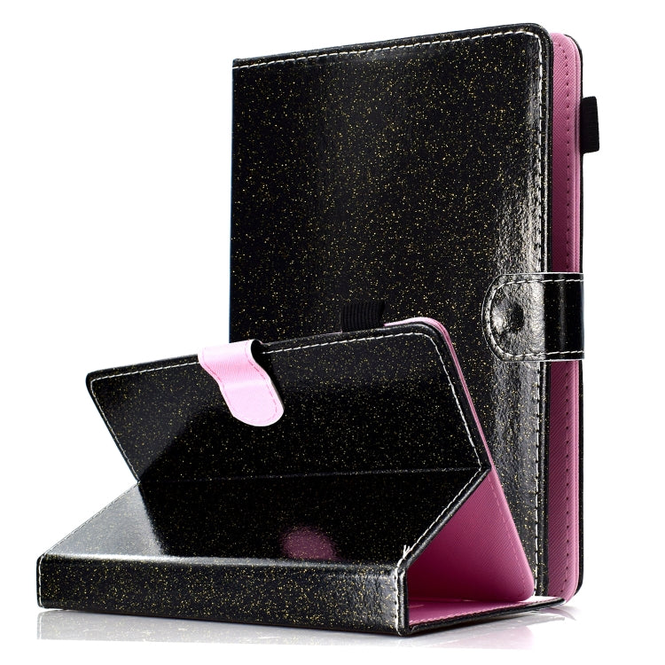 For 10 inch Tablet Varnish Glitter Powder Horizontal Flip Leather Case with Holder & Card Slot(Black) - 10 - 11 inch by buy2fix | Online Shopping UK | buy2fix
