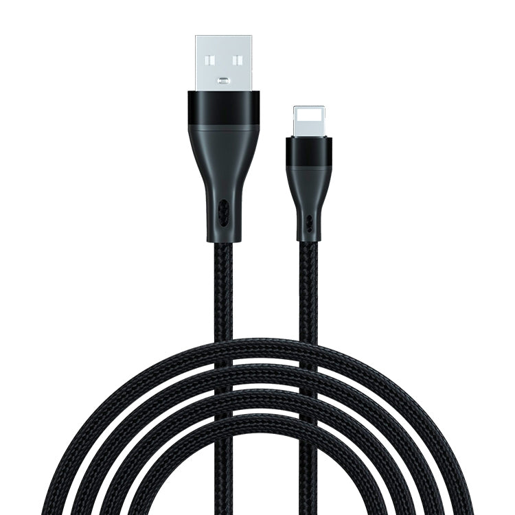 ADC-001 3A USB to 8 Pin Weave Fast Charging Data Cable, Length:1m(Black) by buy2fix