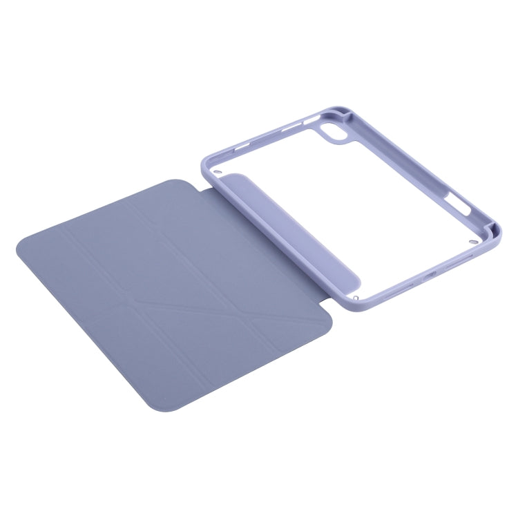 For iPad mini 2024 / mini 6 Deformation Transparent Acrylic Horizontal Flip PU Leather Tablet Case with Multi-folding Holder & Sleep / Wake-up Function & Pen Slot(Lavender Grey) - iPad mini 6 Cases by buy2fix | Online Shopping UK | buy2fix