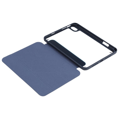 For iPad mini 2024 / mini 6 Deformation Transparent Acrylic Horizontal Flip PU Leather Tablet Case with Multi-folding Holder & Sleep / Wake-up Function & Pen Slot(Dark Blue) - iPad mini 6 Cases by buy2fix | Online Shopping UK | buy2fix