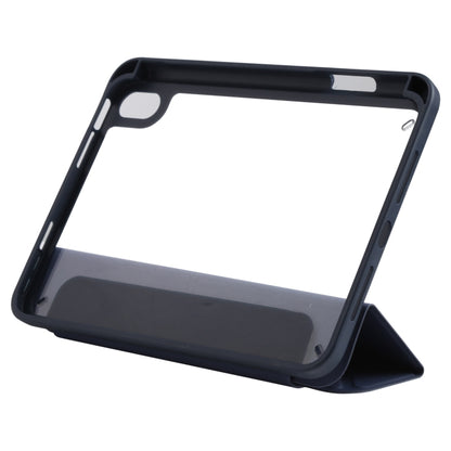 For iPad mini 2024 / mini 6 Deformation Transparent Acrylic Horizontal Flip PU Leather Tablet Case with Multi-folding Holder & Sleep / Wake-up Function & Pen Slot(Dark Blue) - iPad mini 6 Cases by buy2fix | Online Shopping UK | buy2fix