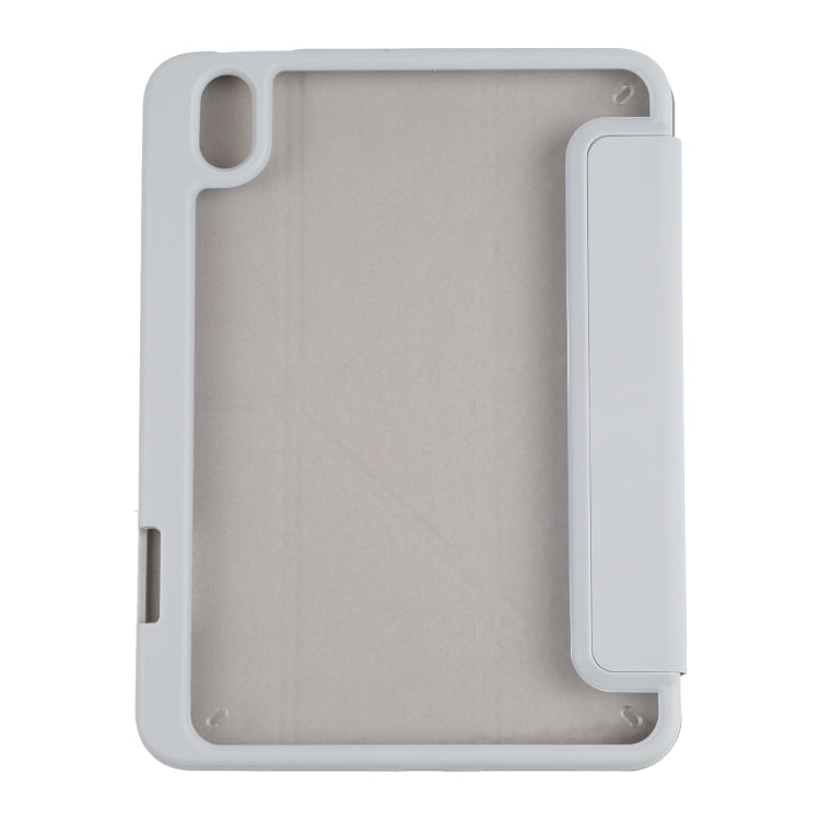 For iPad mini 2024 / mini 6 Deformation Transparent Acrylic Horizontal Flip PU Leather Tablet Case with Multi-folding Holder & Sleep / Wake-up Function & Pen Slot(Grey) - iPad mini 6 Cases by buy2fix | Online Shopping UK | buy2fix