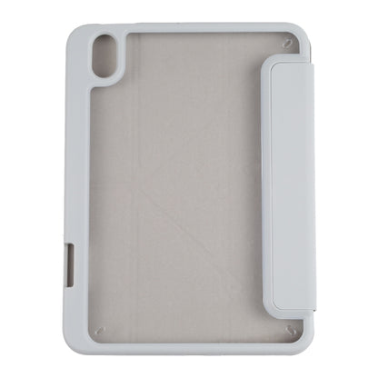 For iPad mini 2024 / mini 6 Deformation Transparent Acrylic Horizontal Flip PU Leather Tablet Case with Multi-folding Holder & Sleep / Wake-up Function & Pen Slot(Grey) - iPad mini 6 Cases by buy2fix | Online Shopping UK | buy2fix