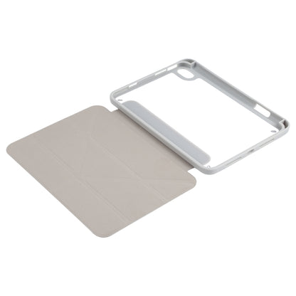 For iPad mini 2024 / mini 6 Deformation Transparent Acrylic Horizontal Flip PU Leather Tablet Case with Multi-folding Holder & Sleep / Wake-up Function & Pen Slot(Grey) - iPad mini 6 Cases by buy2fix | Online Shopping UK | buy2fix