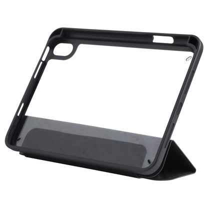 For iPad mini 2024 / mini 6 Deformation Transparent Acrylic Horizontal Flip PU Leather Tablet Case with Multi-folding Holder & Sleep / Wake-up Function & Pen Slot(Black) - iPad mini 6 Cases by buy2fix | Online Shopping UK | buy2fix