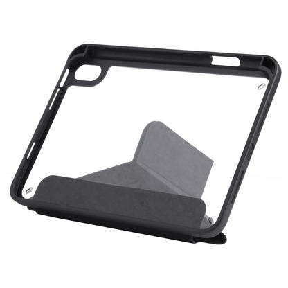 For iPad mini 2024 / mini 6 Deformation Transparent Acrylic Horizontal Flip PU Leather Tablet Case with Multi-folding Holder & Sleep / Wake-up Function & Pen Slot(Black) - iPad mini 6 Cases by buy2fix | Online Shopping UK | buy2fix