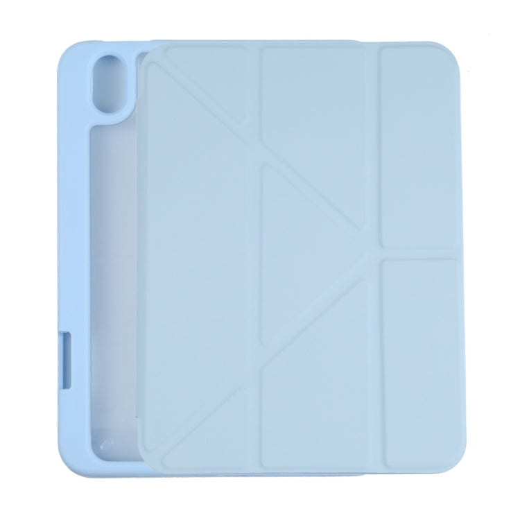For iPad mini 2024 / mini 6 Deformation Transparent Acrylic Horizontal Flip PU Leather Tablet Case with Multi-folding Holder & Sleep / Wake-up Function & Pen Slot(Baby Blue) - iPad mini 6 Cases by buy2fix | Online Shopping UK | buy2fix