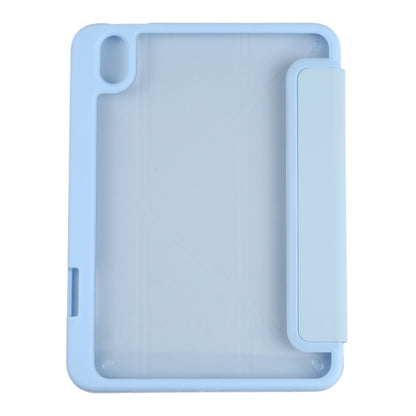 For iPad mini 2024 / mini 6 Deformation Transparent Acrylic Horizontal Flip PU Leather Tablet Case with Multi-folding Holder & Sleep / Wake-up Function & Pen Slot(Baby Blue) - iPad mini 6 Cases by buy2fix | Online Shopping UK | buy2fix