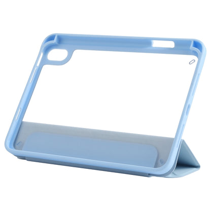 For iPad mini 2024 / mini 6 Deformation Transparent Acrylic Horizontal Flip PU Leather Tablet Case with Multi-folding Holder & Sleep / Wake-up Function & Pen Slot(Baby Blue) - iPad mini 6 Cases by buy2fix | Online Shopping UK | buy2fix