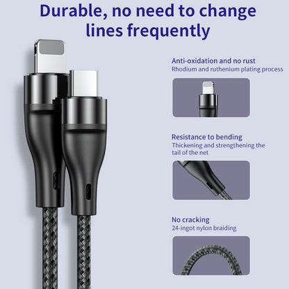 ADC-003 USB-C / Type-C to 8 Pin PD Fast Charging Weave Data Cable for iPhone, iPad, Length:1m(Black) by buy2fix