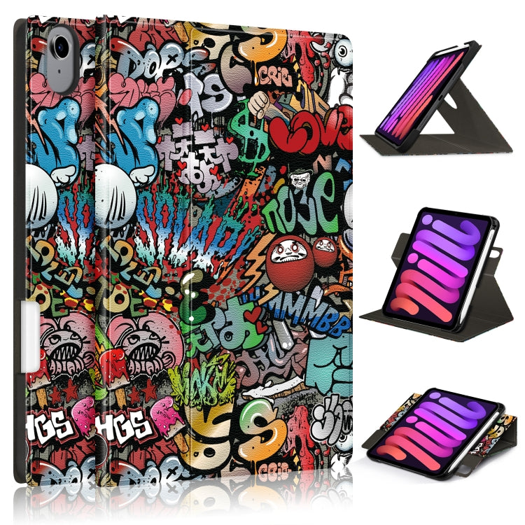 For iPad mini 2024 / mini 6 Painted Pattern Voltage Horizontal Flip PU Leather Tablet Case with Rotating Holder & Pen Slot & Sleep / Wake-up Function(Graffiti) - iPad mini 6 Cases by buy2fix | Online Shopping UK | buy2fix