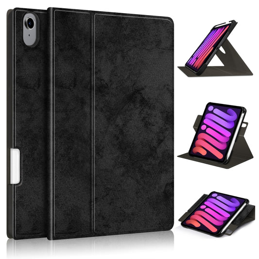 For iPad mini 2024 / mini 6 Solid Color Voltage Horizontal Flip PU Leather Tablet Case with Rotating Holder & Pen Slot & Sleep / Wake-up Function(Black) - iPad mini 6 Cases by buy2fix | Online Shopping UK | buy2fix