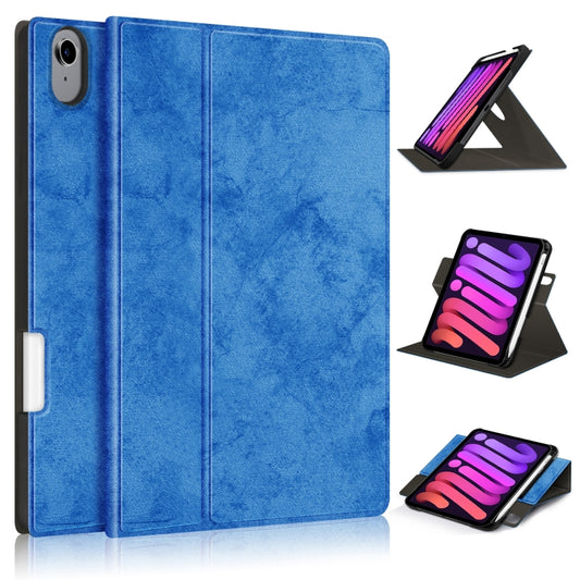 For iPad mini 2024 / mini 6 Solid Color Voltage Horizontal Flip PU Leather Tablet Case with Rotating Holder & Pen Slot & Sleep / Wake-up Function(Dark Blue) - iPad mini 6 Cases by buy2fix | Online Shopping UK | buy2fix