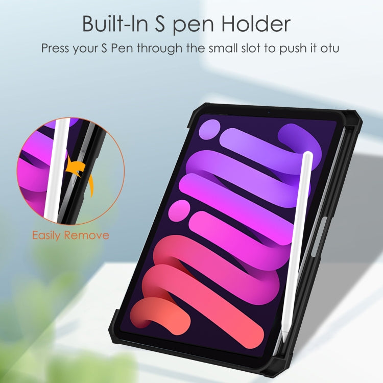 For iPad mini 6 / mini 2024 Tri-folding Acrylic TPU Smart Leather Tablet Case with Holder & Pen Slot(Black) - iPad mini 6 Cases by buy2fix | Online Shopping UK | buy2fix