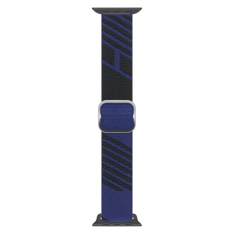 Two-color Nylon Braid Watch Band For Apple Watch Ultra 49mm&Watch Ultra 2 49mm / Series 9&8&7 45mm / SE 3&SE 2&6&SE&5&4 44mm / 3&2&1 42mm(Black Sapphire Blue) by buy2fix