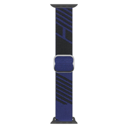 Two-color Nylon Braid Watch Band For Apple Watch Ultra 49mm&Watch Ultra 2 49mm / Series 9&8&7 45mm / SE 3&SE 2&6&SE&5&4 44mm / 3&2&1 42mm(Black Sapphire Blue) by buy2fix