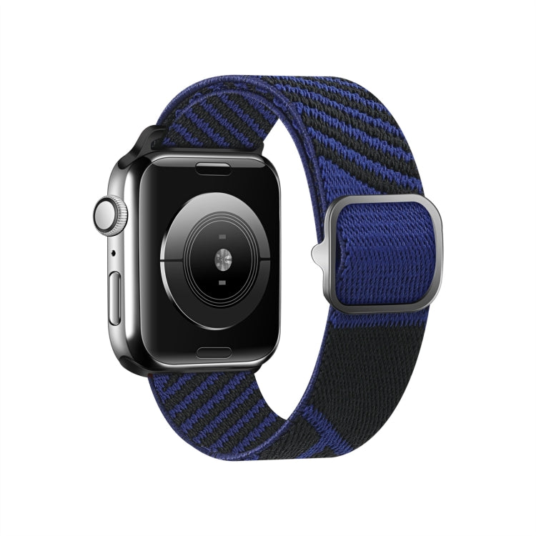 Two-color Nylon Braid Watch Band For Apple Watch Ultra 49mm&Watch Ultra 2 49mm / Series 9&8&7 45mm / SE 3&SE 2&6&SE&5&4 44mm / 3&2&1 42mm(Black Sapphire Blue) by buy2fix