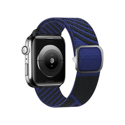 Two-color Nylon Braid Watch Band For Apple Watch Ultra 49mm&Watch Ultra 2 49mm / Series 9&8&7 45mm / SE 3&SE 2&6&SE&5&4 44mm / 3&2&1 42mm(Black Sapphire Blue) by buy2fix