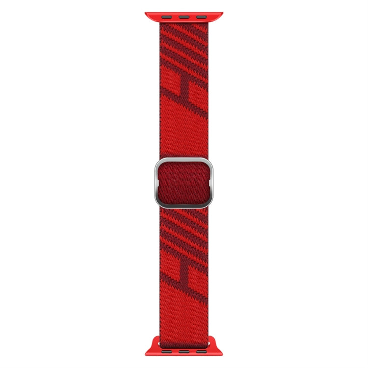 Two-color Nylon Braid Watch Band For Apple Watch Ultra 49mm&Watch Ultra 2 49mm / Series 9&8&7 45mm / SE 3&SE 2&6&SE&5&4 44mm / 3&2&1 42mm(Heart Red Red) by buy2fix