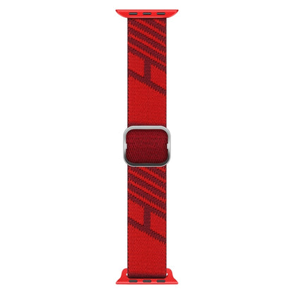 Two-color Nylon Braid Watch Band For Apple Watch Ultra 49mm&Watch Ultra 2 49mm / Series 9&8&7 45mm / SE 3&SE 2&6&SE&5&4 44mm / 3&2&1 42mm(Heart Red Red) by buy2fix