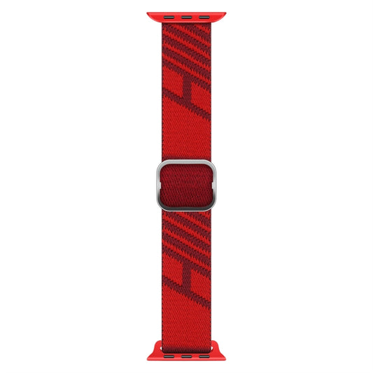 Two-color Nylon Braid Watch Band For Apple Watch Ultra 49mm&Watch Ultra 2 49mm / Series 9&8&7 45mm / SE 3&SE 2&6&SE&5&4 44mm / 3&2&1 42mm(Heart Red Red) by buy2fix