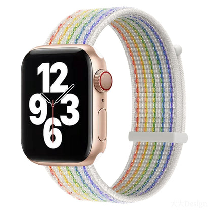 Hook and Loop Fastener Dual Section Watch Band For Apple Watch Series 9&8&7 41mm / SE 3&SE 2&6&SE&5&4 40mm / 3&2&1 38mm(Reflective Rainbow Colors) by buy2fix