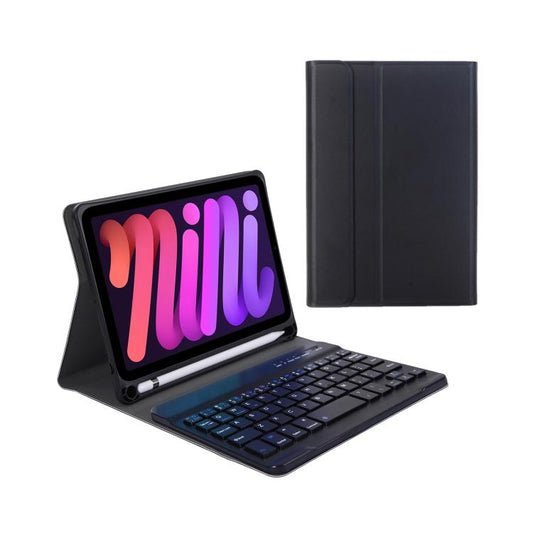 A06B Ultra-thin Detachable Bluetooth Keyboard Leather Case with Pen Slot & Holder for iPad mini 6 / mini 7(Black) - For iPad mini by buy2fix | Online Shopping UK | buy2fix