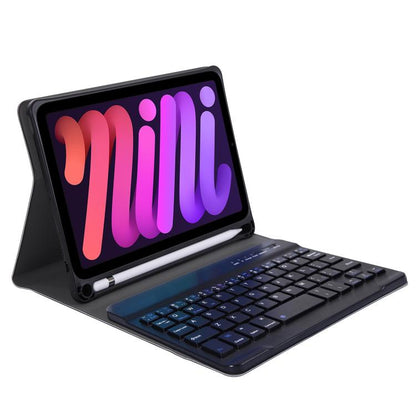 A06B Ultra-thin Detachable Bluetooth Keyboard Leather Case with Pen Slot & Holder for iPad mini 6 / mini 7(Black) - For iPad mini by buy2fix | Online Shopping UK | buy2fix