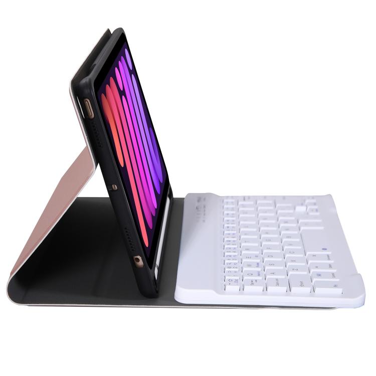 A06B Ultra-thin Detachable Bluetooth Keyboard Leather Case with Pen Slot & Holder for iPad mini 6 / mini 7(Rose Gold) - For iPad mini by buy2fix | Online Shopping UK | buy2fix