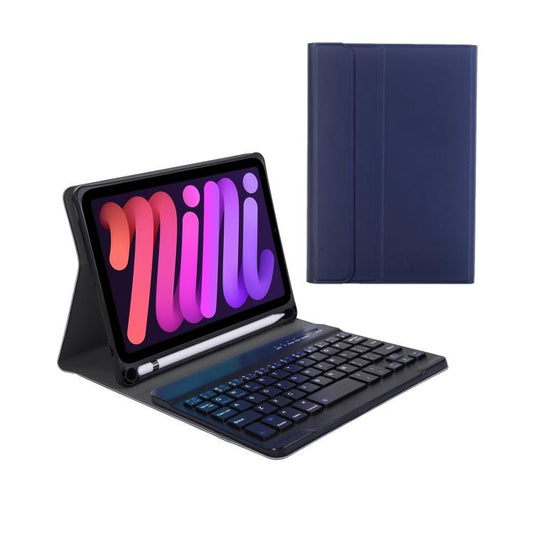 A06B Ultra-thin Detachable Bluetooth Keyboard Leather Case with Pen Slot & Holder for iPad mini 6 / mini 7(Dark Blue) - For iPad mini by buy2fix | Online Shopping UK | buy2fix