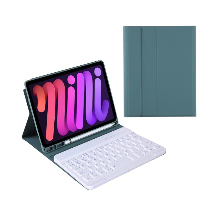 A06B Ultra-thin Detachable Bluetooth Keyboard Leather Case with Pen Slot & Holder for iPad mini 6 / mini 7(Dark Green) - For iPad mini by buy2fix | Online Shopping UK | buy2fix