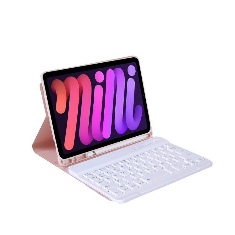 A06B Ultra-thin Detachable Bluetooth Keyboard Leather Case with Pen Slot & Holder for iPad mini 6 / mini 7(Pink) - For iPad mini by buy2fix | Online Shopping UK | buy2fix