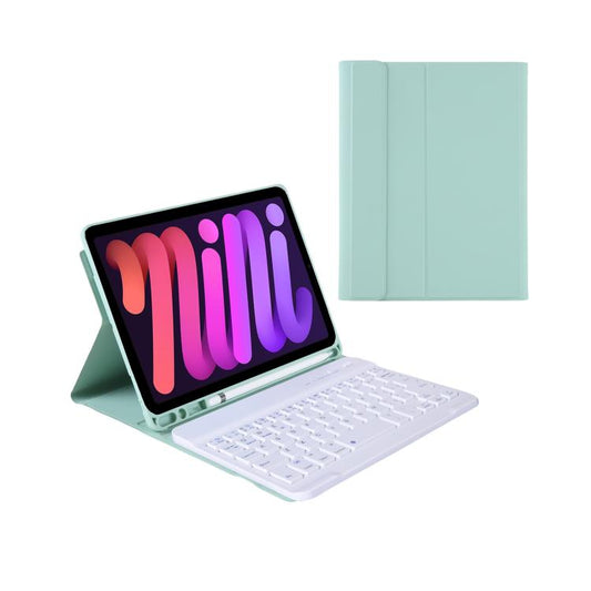 A06B Ultra-thin Detachable Bluetooth Keyboard Leather Case with Pen Slot & Holder for iPad mini 6 / mini 7(Light Green) - For iPad mini by buy2fix | Online Shopping UK | buy2fix