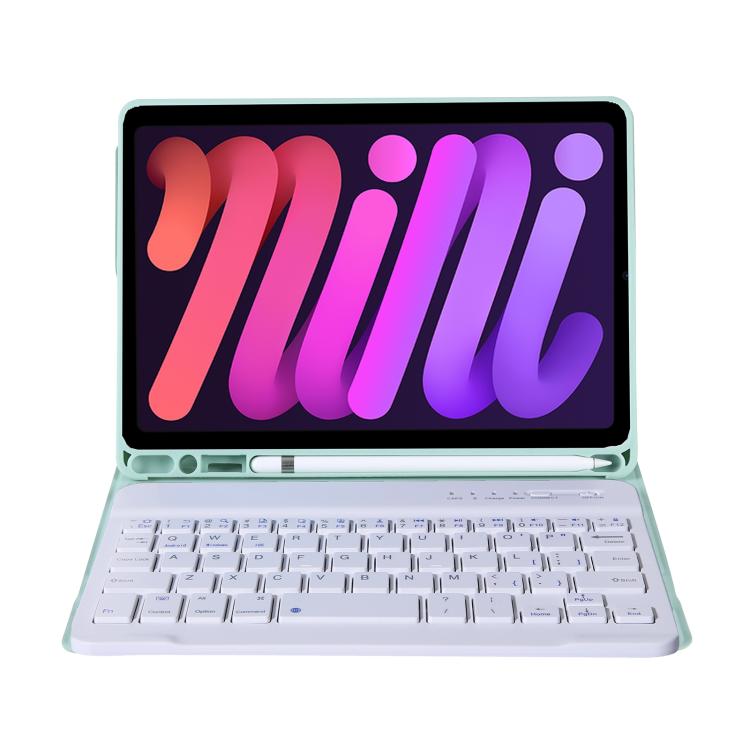 A06B Ultra-thin Detachable Bluetooth Keyboard Leather Case with Pen Slot & Holder for iPad mini 6 / mini 7(Light Green) - For iPad mini by buy2fix | Online Shopping UK | buy2fix