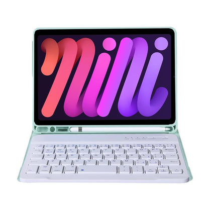 A06B Ultra-thin Detachable Bluetooth Keyboard Leather Case with Pen Slot & Holder for iPad mini 6 / mini 7(Light Green) - For iPad mini by buy2fix | Online Shopping UK | buy2fix