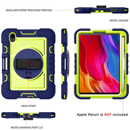 For iPad mini 2024 / mini 6 360 Degree Rotation Contrast Color Shockproof Silicone + PC Tablet Case with Holder & Hand Grip Strap & Shoulder Strap(Navy Blue+Yellow Green) - iPad mini 6 Cases by buy2fix | Online Shopping UK | buy2fix