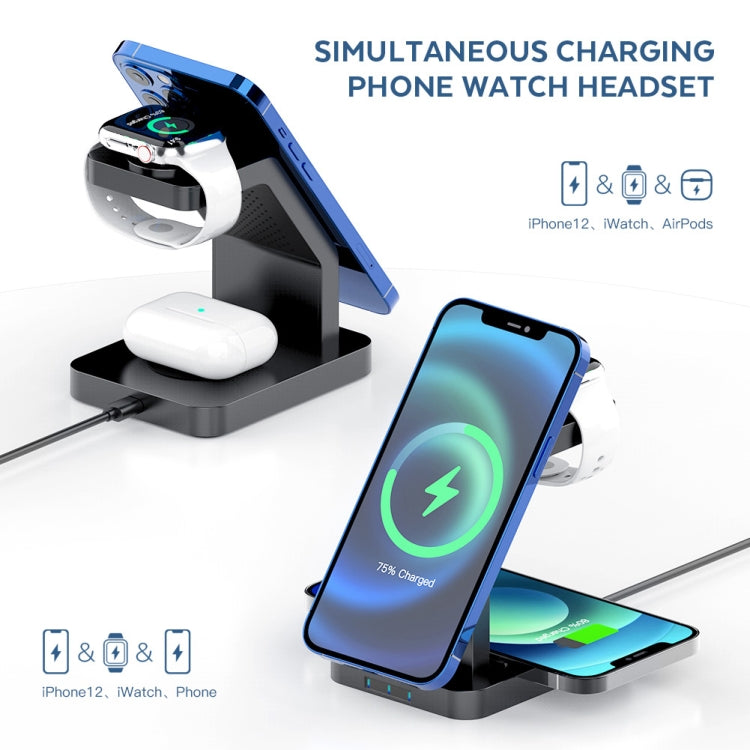 S6 3 In 1 Multi-function Magnetic Wireless Charger Stand for iPhone & iWatch & AirPods(White) - Wireless Charger by buy2fix | Online Shopping UK | buy2fix